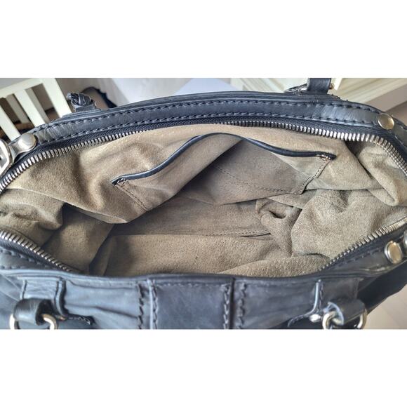 Joy Gryson SKYE Italy Handbag Tote Convertible Black Leather Nylon - Picture 13 of 15